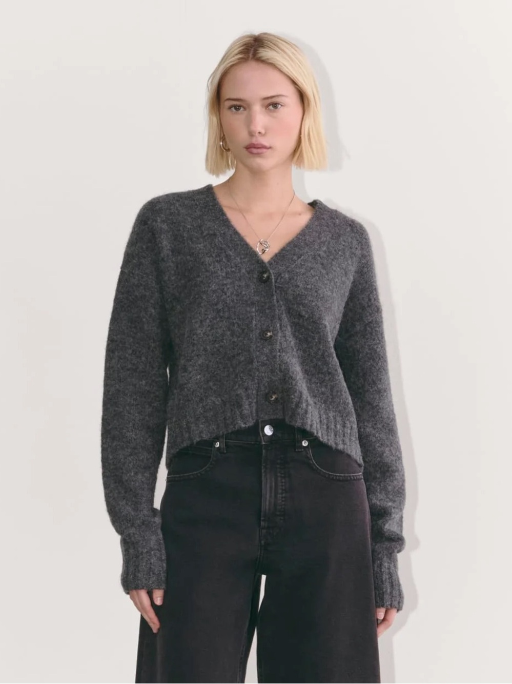 THE BOXY CARDIGAN IN ALPACA GREY - SMALL